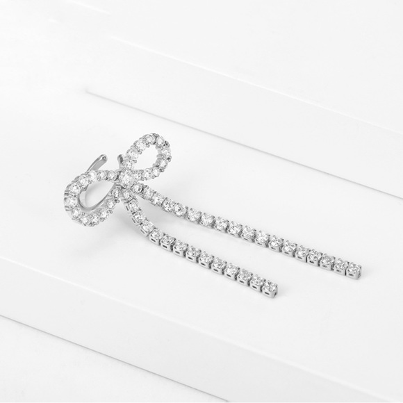 Ribbon Bow Ear Cuff Platinum Plated Ear Clip Ear Claw - Picture 6 of 9